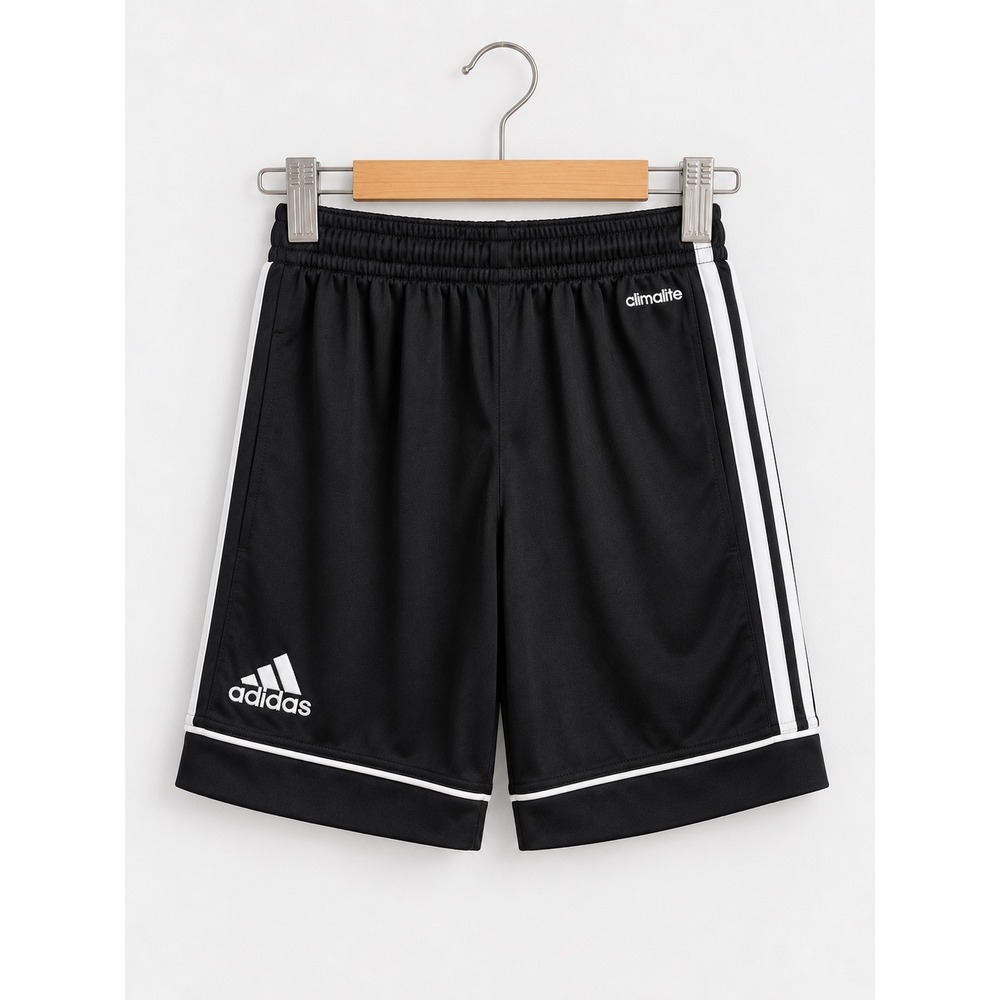 Adidas Boys Climalite Athletic Shorts Black White 3-Stripe Size Medium M 10-12